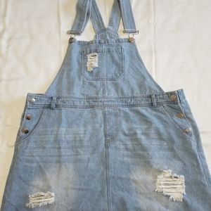 Denim overall skirt